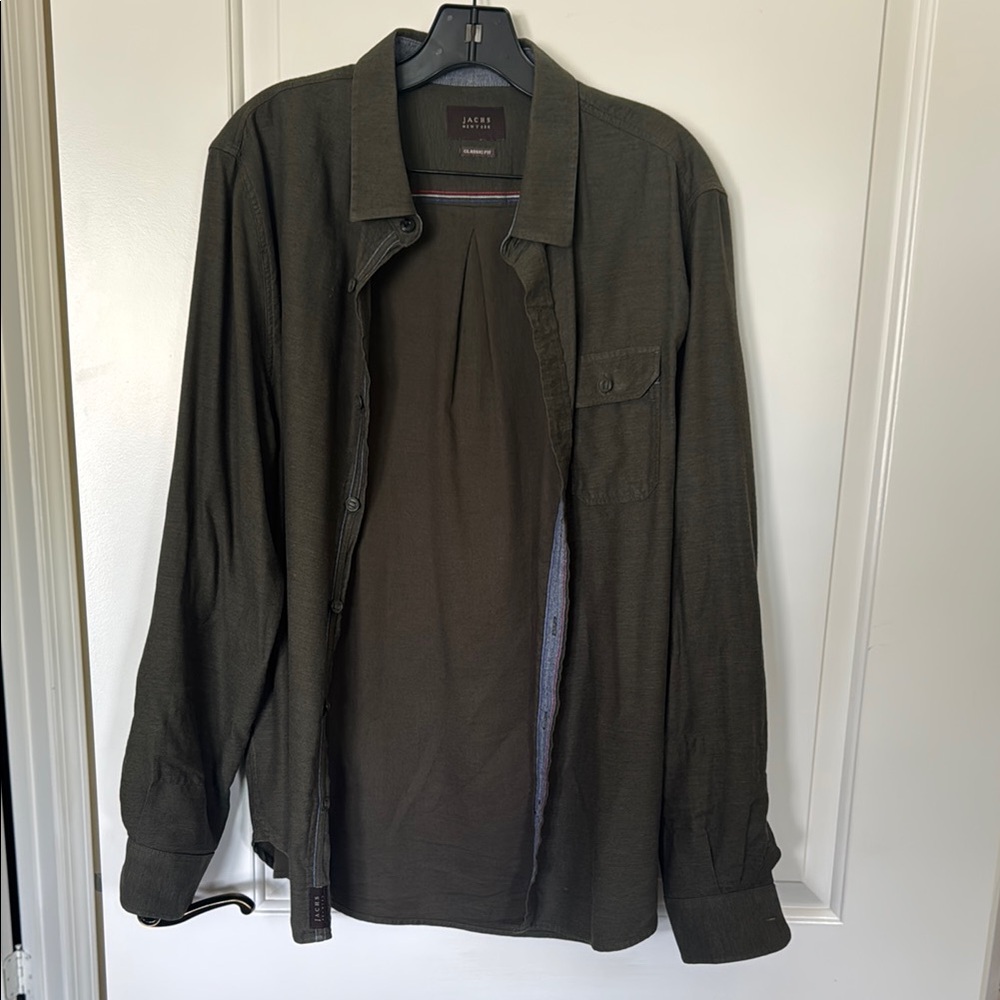 Jach’s New York - Classic Fit Men's Olive Green Button Down Shirt
